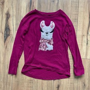 The Childrens Place- dark pink llama- sequins - size S 5/6